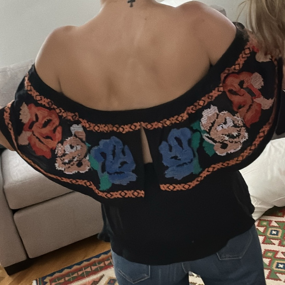 Free People Floral print off the shoulder top